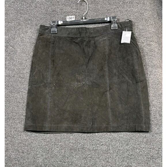 Serge Platini Milan Italy Genuine Leather Pencil Midi Skirt Womens XL Black - Picture 1 of 8